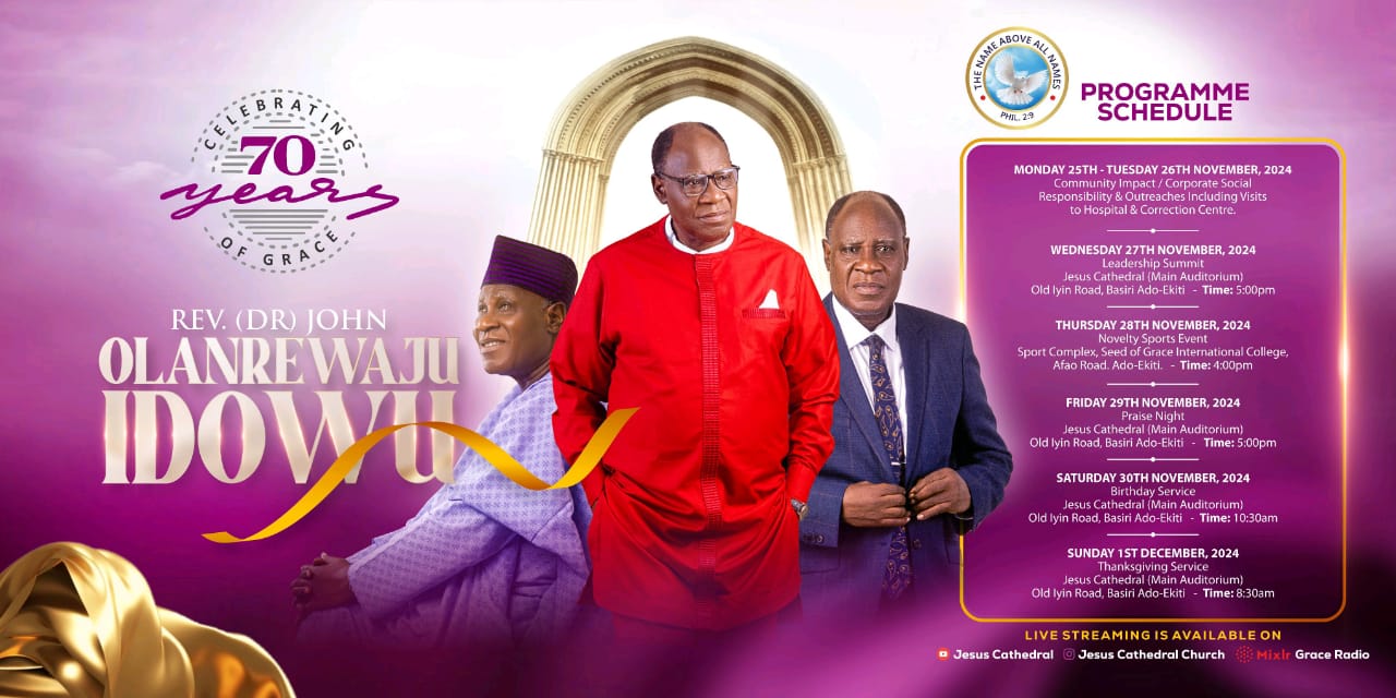 Daddy Idowu's 70th Birthday Programme Schedule
